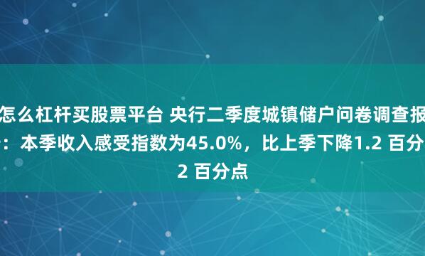 怎么杠杆买股票平台 央行二季度城镇储户问卷调查报告：本季收入感受指数为45.0%，比上季下降1.2 百分点